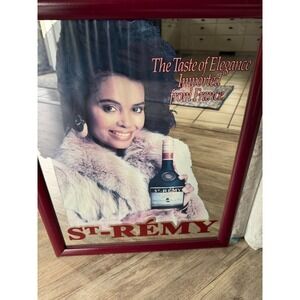 Vintage St-Remy Napoleon Brandy Bar Mirror Sign Taste of Elegance France Framed
